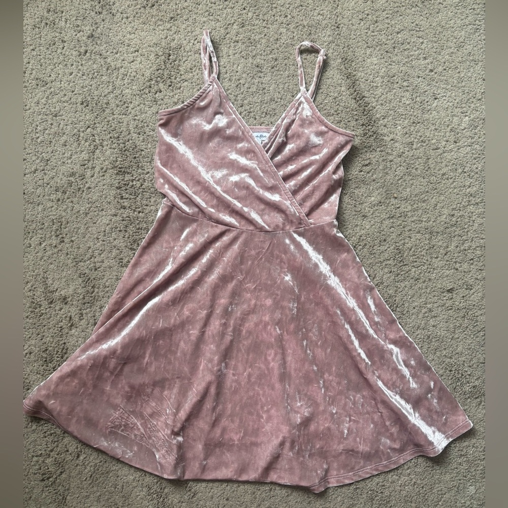 Pink crushed velvet mini dress - size x small